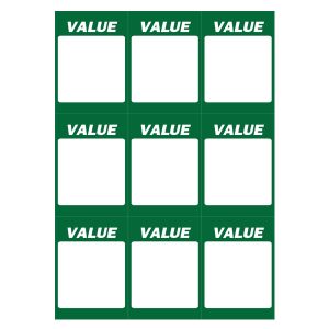 436 - Value 9up on A4 (Green) 250 Per Pack