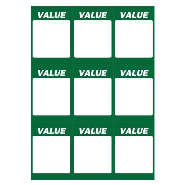 436 - Value 9up on A4 (Green) 250 Per Pack