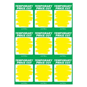 451 - Temporary Price Cut 9up on A4 (Green) 250 Per Pack