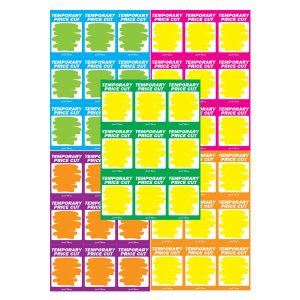 452 - Temporary Price Cut 9up on A4 (Green) Multi Pack ( 50 Each Colour ) 250 Per Pack