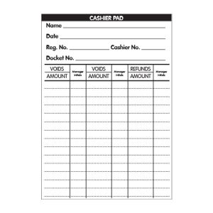 515 - Cashier Pad Each pad 50 Sheets / 5 Pads Per Pack