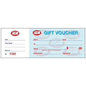 520 - Gift Voucher Book 50 Sheet x 5